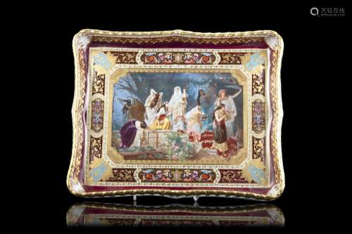 A late 19th-century Viennese manufacture porcelain tray. Sig...