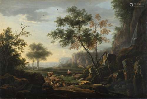 Follower of Jan Both, 18th century Landscape with shepherds ...