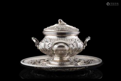 A Milanese silver double-handled soup tureen with cover and ...