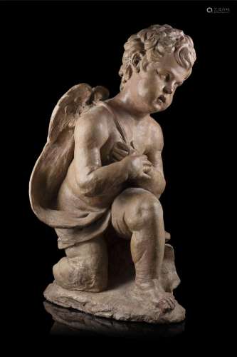 A terracotta angel figure. Rome, second half of the 17th cen...