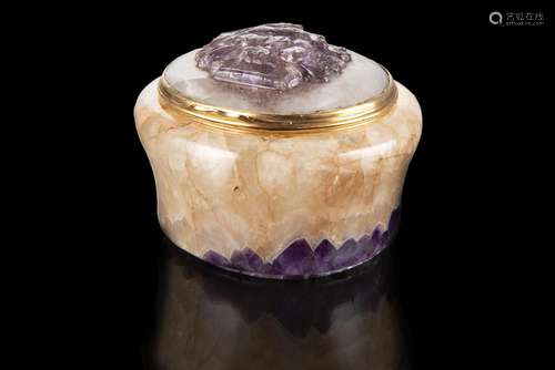 An amethyst snuffbox with gilt mounts. Dresda (?) second hal...