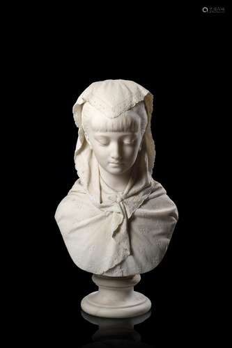 Flaminio Lucca A marble bust representing "Modesty"...