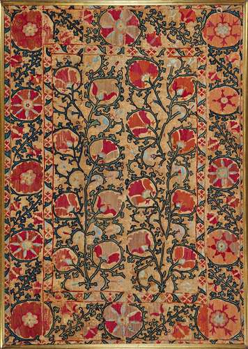 Suzanì fabric, western Turkestan, Bouhkara area, late 19th c...