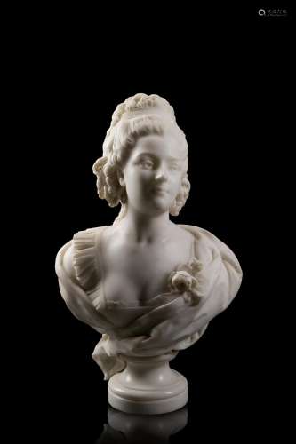A female marble bust (h. cm 70) (defects)...