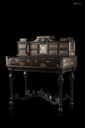 A 19th-century Lombard ebonized wooden and ivory inlaid writ...