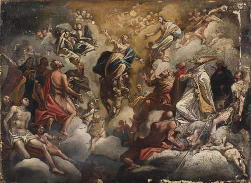 Italian school, 17th century Assumption of the Virgin with s...