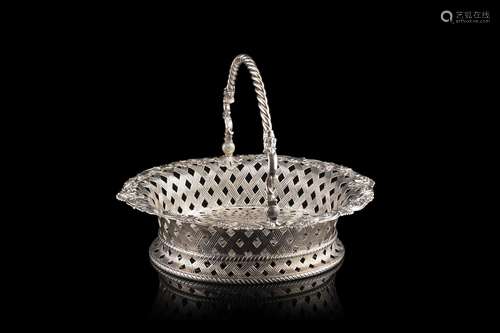 A chiselled silver basket with handle. Silversmith Elizabeth...