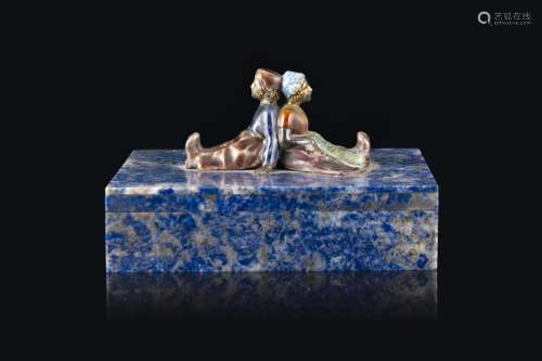 Alfredo Ravasco A lapis lazuli box, signed on the right side...
