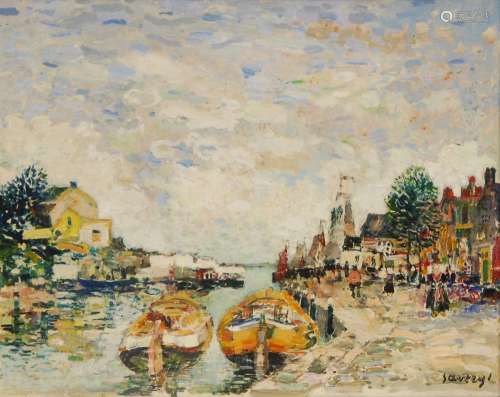 Albert Saverys (1886-1964) Vue du port de Veere