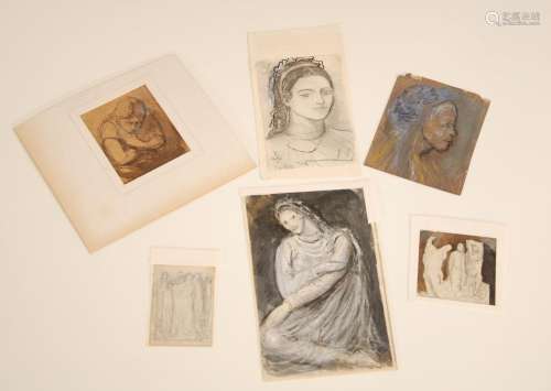 Victor Rousseau (1865-1954) Lot de six dessins et croquis