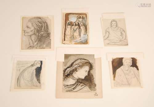 Victor Rousseau (1865-1954) Lot de six dessins et croquis