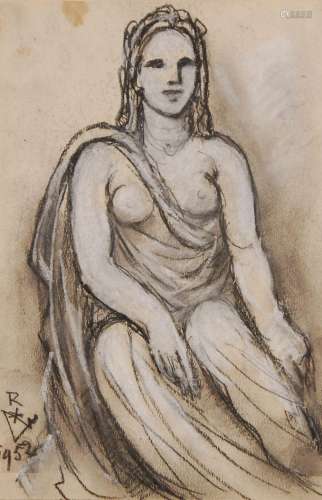 Victor Rousseau (1865-1954) Femme assise vêtue à l'anti...