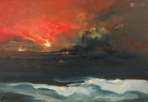 Paul Permeke (1918-1990) Coucher de soleil sur la mer