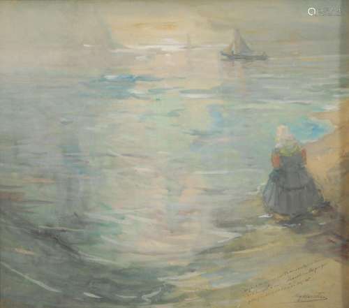 Alexandre Marcette (1853-1929) Femme au bord de mer