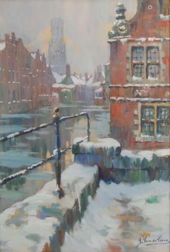 Jules Van de Leene (1887-1962) Vue hivernale de Bruges