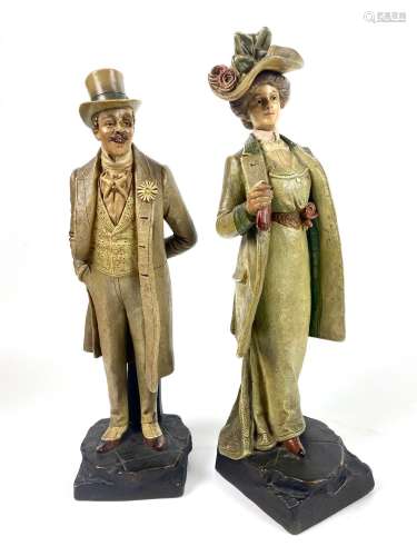 MANUFACTURE BERNARD BLOCH (1836-1909) Couple d'élégants Pair...