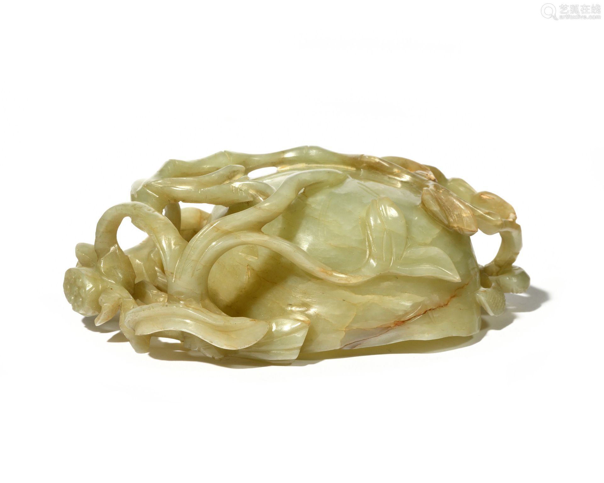 CHINE Objet de lettré (lave-pinceaux) en jade sculpté vert c...