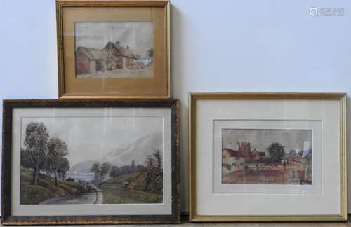 THREE 19TH CENTURY RURAL SCENE WATER COLOURS