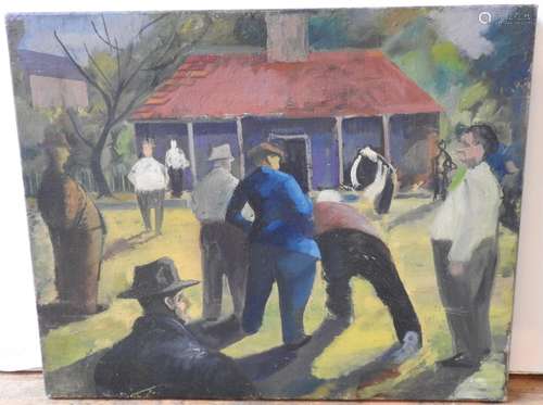 MERVYN GEORGE EDWARD BOYSON (1921-2010) 'THE BOWLING MATCH' ...