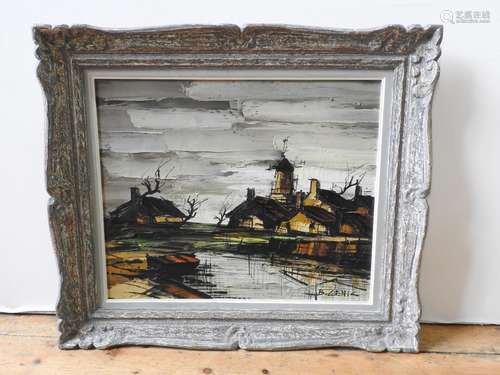 B. ZENIC DUTCH WINDMILL SCENE oil on board, signed 48.5 x 59...