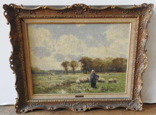 F E. GRONE (1845-1920) 'SUMMER PASTURES' OIL ON CANVAS, sign...