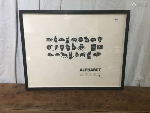 GREGORY BEAUCHAMP SIGNED ALPHABET PRINT IN BLACK FRAME 57 x ...