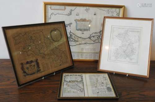 FOUR FRAMED MAPS OF CAMBRIDGESHIRE, NORTHAMPTON AND BERMUDA ...