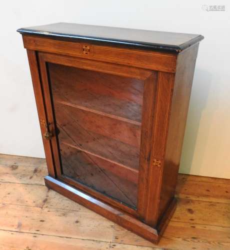 A LATE 19TH CENTURY STRING INLAID ROSEWOOD GLAZED PIER CABIN...