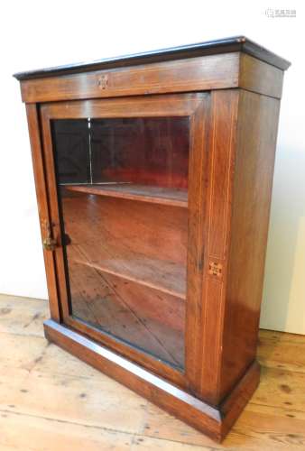 A LATE VICTORIAN STRING INLAID ROSEWOOD PIER CABINET, with g...