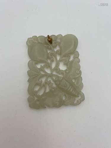 CARVED WHITE JADE BUTTERFLY PENDANT QING DYNASTY, 19TH CENTU...