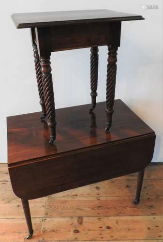 A VICTORIAN MAHOGANY PEMBROKE TABLE AND A VICTORIAN MAHOGANY...