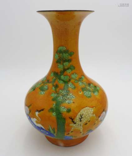 A CHINESE SANCAI-GLAZED 'DEER AND CRANE' VASE QING DYNASTY, ...