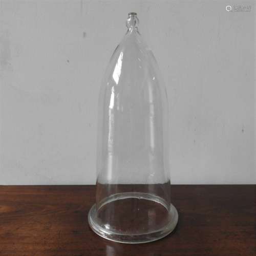 A LARGE GLASS BELL JAR, 54 cm high