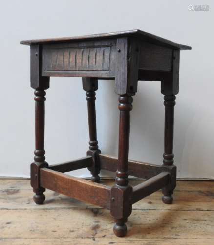 AN EARLY 19TH CENTURY OAK JOINT STOOL AND A 19TH CENTURY OAK...
