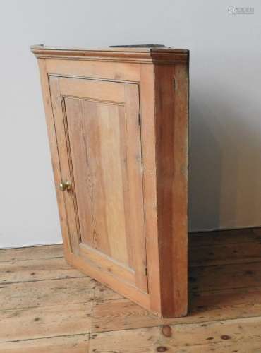 A PINE PANELLED CORNER CUPBOARD, 98 x 76 x 44 cm