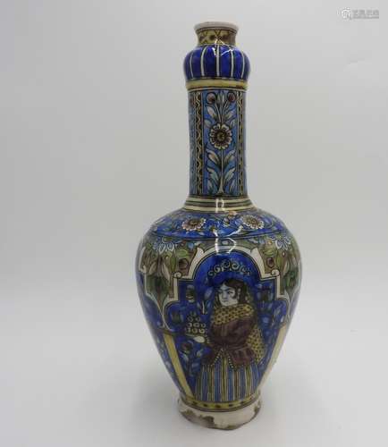 PERSIAN QAJAR GLAZED-POTTERY VASE 19TH CENTURY 37cm high