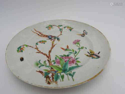 CHINESE FAMILLE ROSE PLATE QING DYNASTY, 19TH CENTURY painte...
