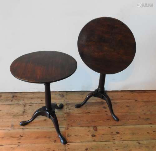 TWO 19TH CENTURY TILT-TOP TRIPOD TABLES, one in mahogany and...