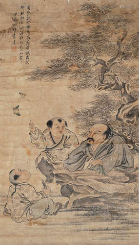 李育 甲辰（1904年）作 人物 镜片 设色纸本