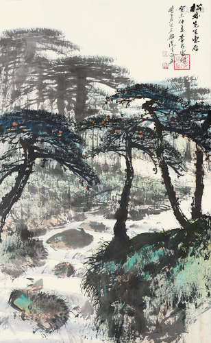 汤清海 癸未（2003年）作 山水 立轴 设色纸本