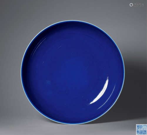 清乾隆 霁蓝釉盘