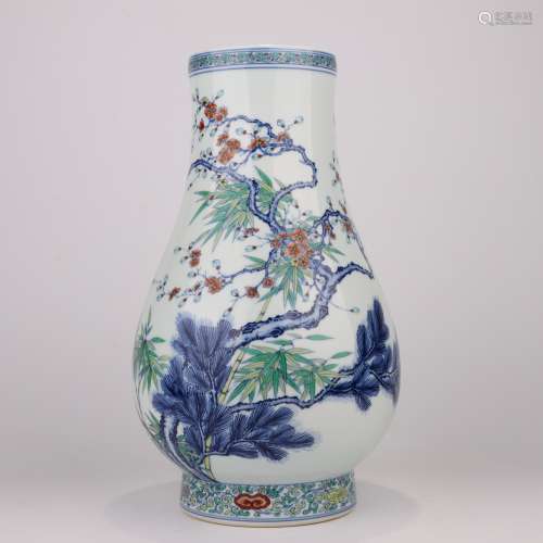 Doucai Glaze Pine, Bamboo And Plum Blossom Zun Vase