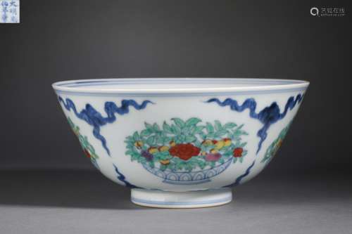 Doucai Glaze Flower Bowl - Ming Dyn. Chenghua Period