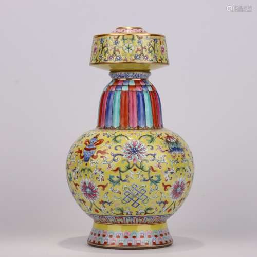Famille Rose Eight Treasures Penba-Style Vase
