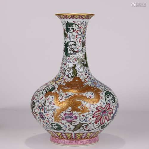 Famille Rose Dragon Vase