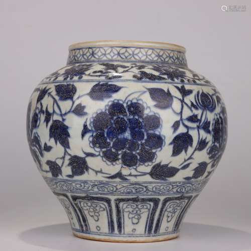 Blue And White Entwining Lotus Jar