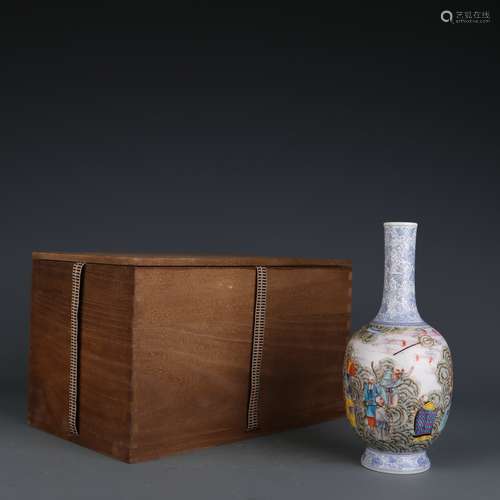 Falangcai Enamel Eighteen Arhats Bottle Vase