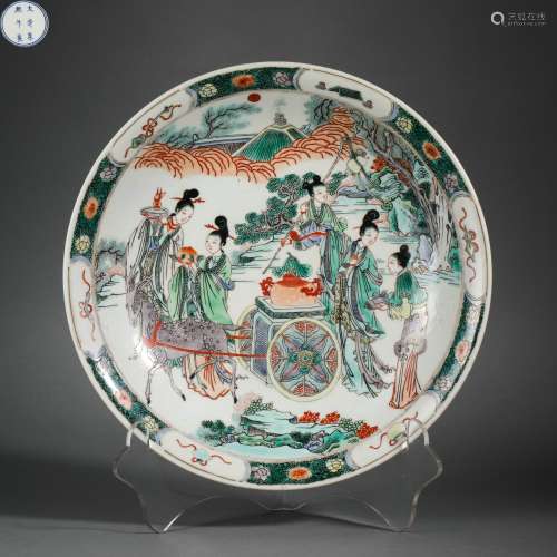 Wucai Glaze Figure Plate - Qing Dyn. Kangxi Period