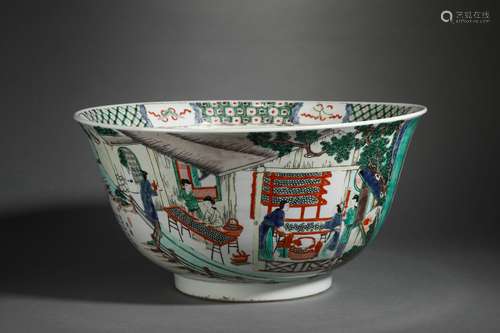 Wucai Glaze Figure Bowl