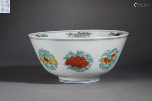 Doucai Glaze Revolving Flower Bowl - Ming Dyn. Chenghua Peri...